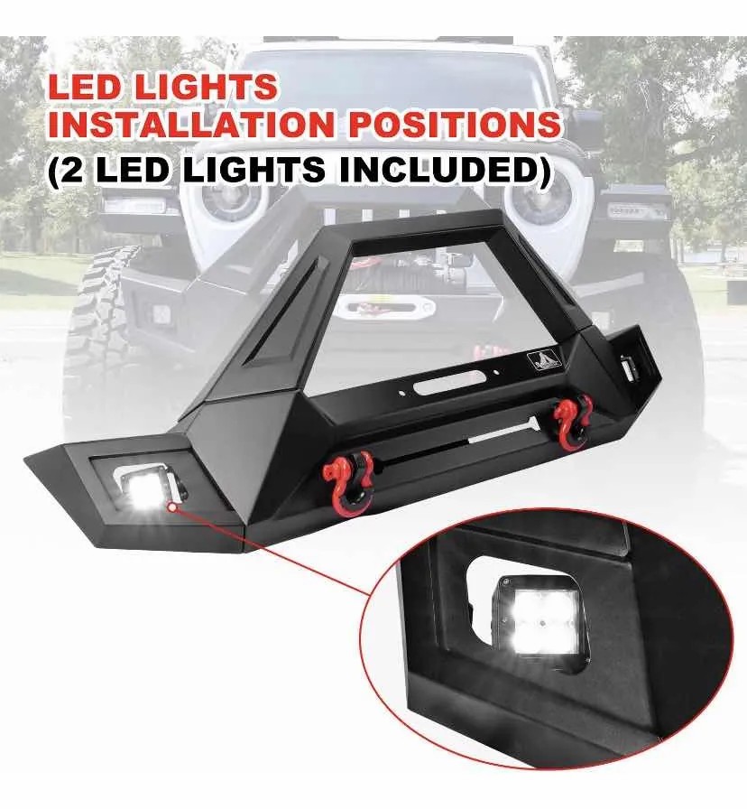 2017-2018 Wrangler JK 2 D-ring Mounts Bracket widen upper bull bar Heavy Duty Steel Front Bumper assembly with Pod light 2 PCS