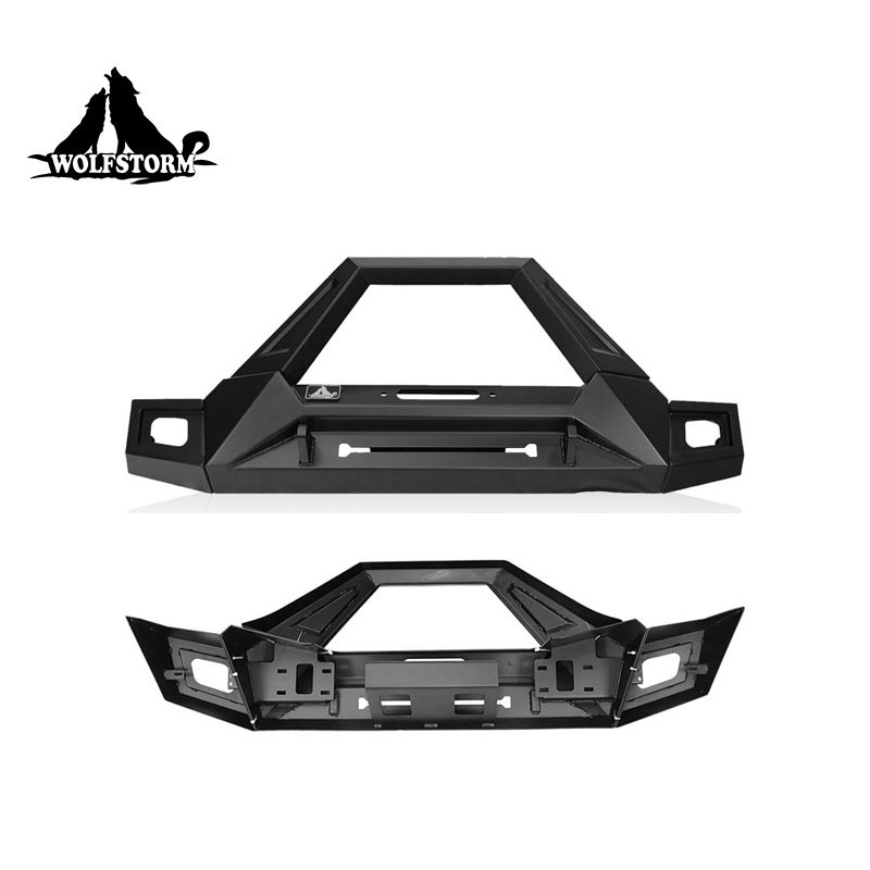 2017-2018 Wrangler JK 2 D-ring Mounts Bracket widen upper bull bar Heavy Duty Steel Front Bumper assembly with Pod light 2 PCS
