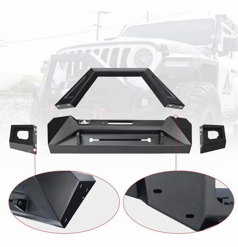2017-2018 Wrangler JK 2 D-ring Mounts Bracket widen upper bull bar Heavy Duty Steel Front Bumper assembly with Pod light 2 PCS