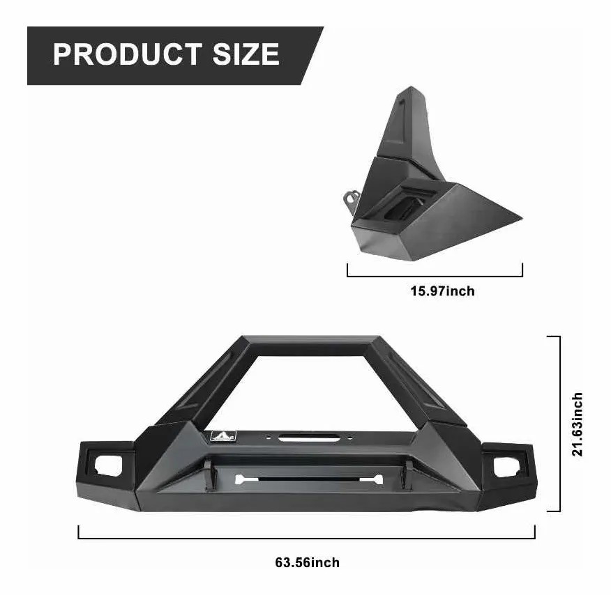 2017-2018 Wrangler JK 2 D-ring Mounts Bracket widen upper bull bar Heavy Duty Steel Front Bumper assembly with Pod light 2 PCS