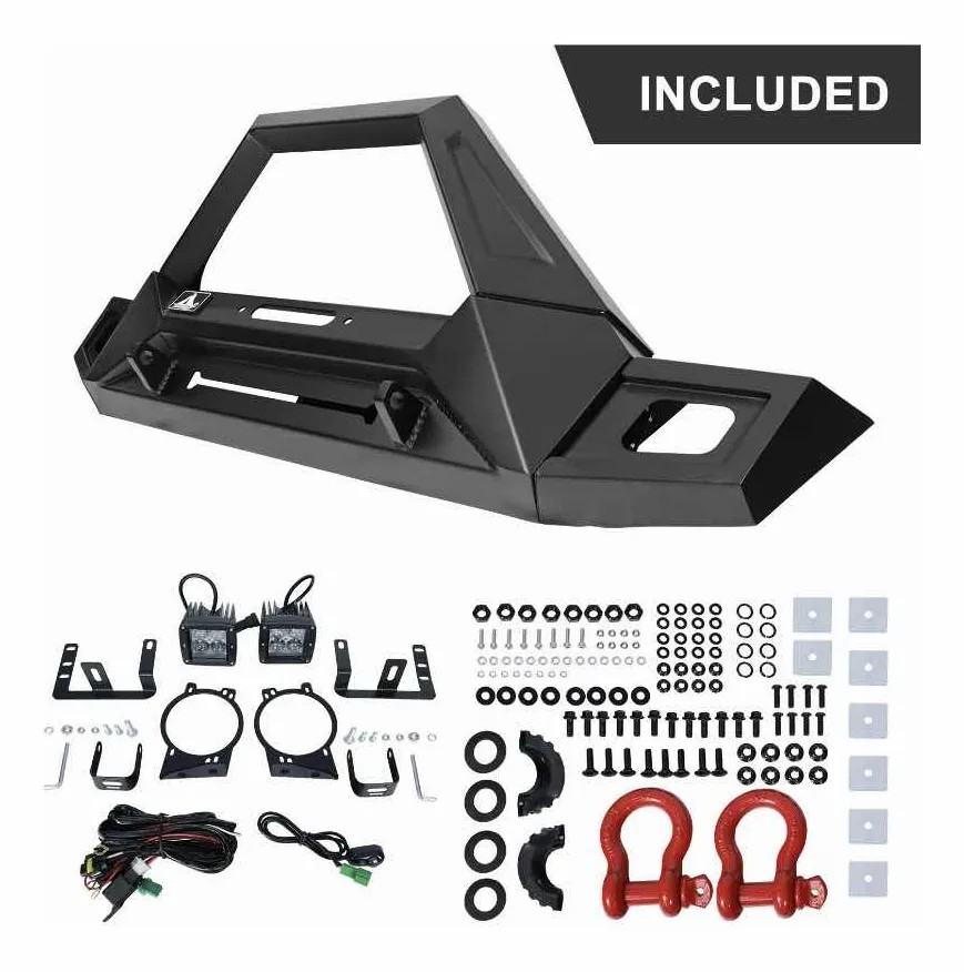 2017-2018 Wrangler JK 2 D-ring Mounts Bracket widen upper bull bar Heavy Duty Steel Front Bumper assembly with Pod light 2 PCS