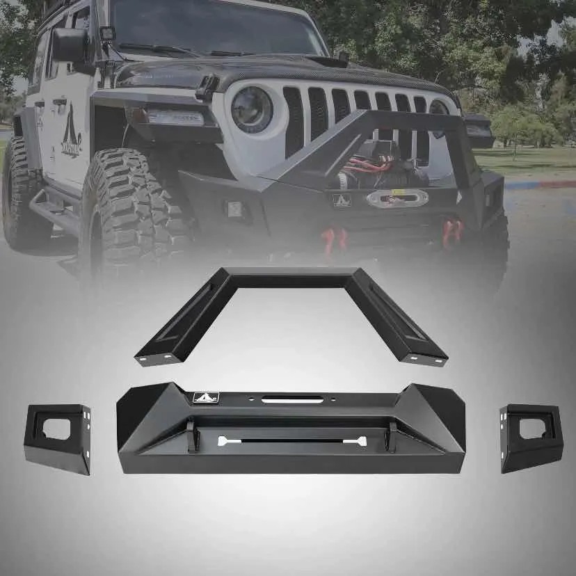 2017-2018 Wrangler JK 2 D-ring Mounts Bracket widen upper bull bar Heavy Duty Steel Front Bumper assembly with Pod light 2 PCS