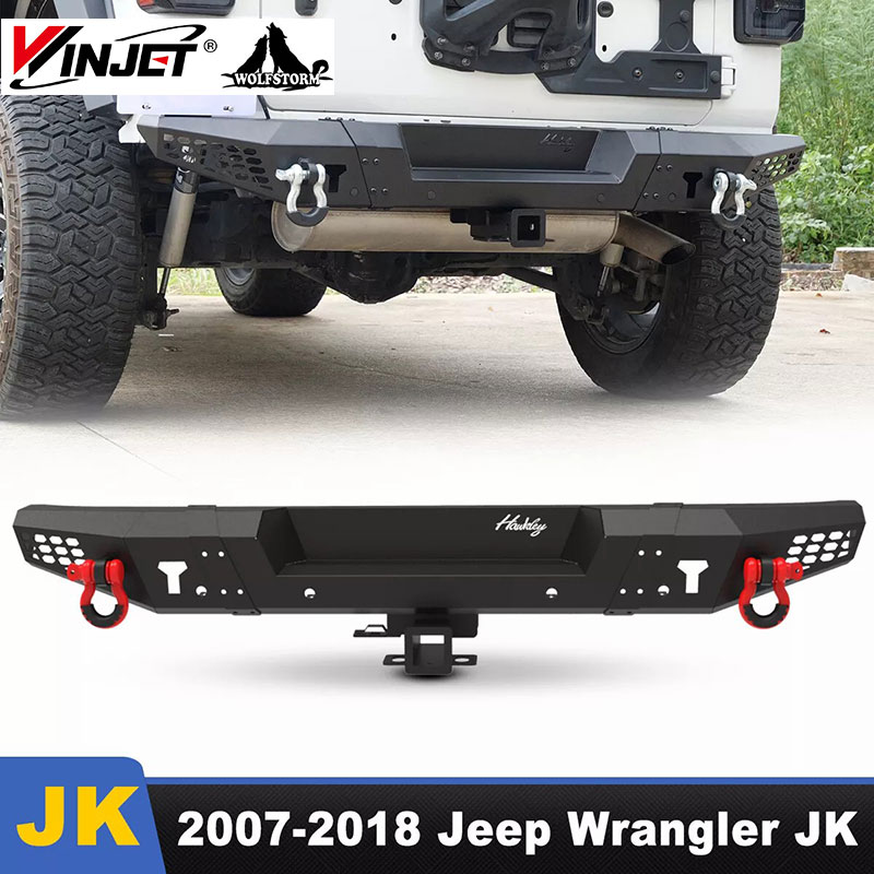Compatible con Jeep Wrangler JK 2007-2018 Off-Road, parachoques trasero de ancho completo, parachoques trasero