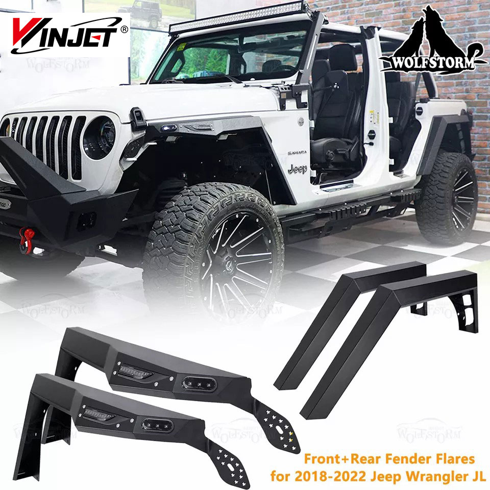 2018-2021 Jeep Wrangler JL Winjet Tedarikçisi Otomotiv Aksesuarları Metal İnce Kum Yüzey Kaplama İşlemi Çamurluk Takımı