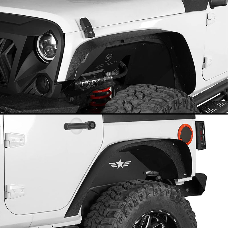 For 2007-2018 Jeep Wrangler JK JKU pickup truck retrofitting Factory Direct Sale Vehicle Accessories Exterior Parts Metal Fender Flares