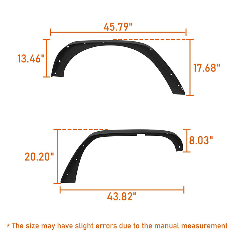 For 2007-2018 Jeep Wrangler JK JKU pickup truck retrofitting Factory Direct Sale Vehicle Accessories Exterior Parts Metal Fender Flares