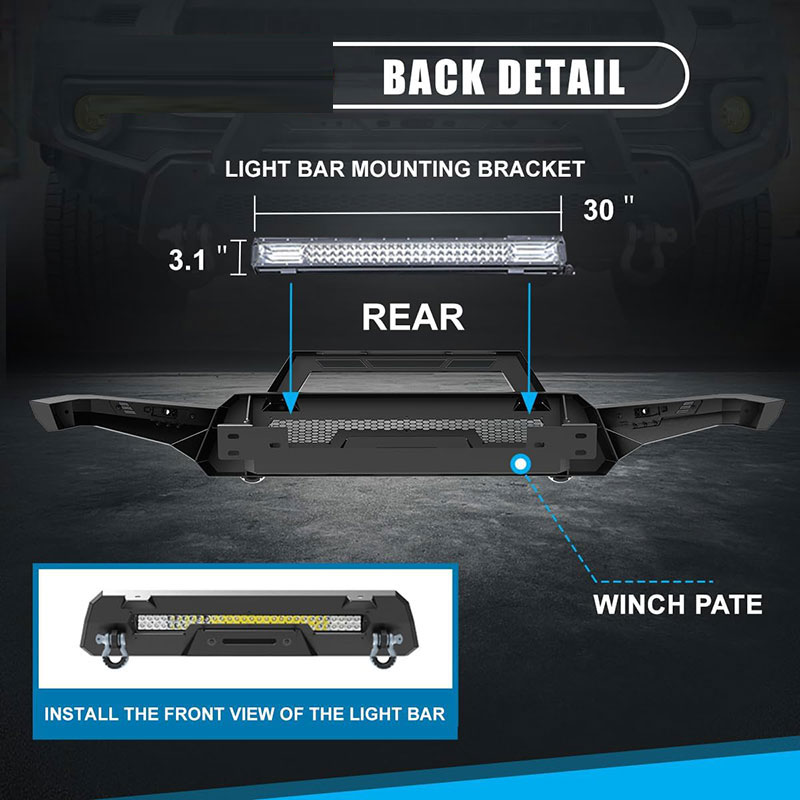 fit 2016-2023 Toyota Tacoma steel full-width augular 3 in 1 combo front bumper bull bar