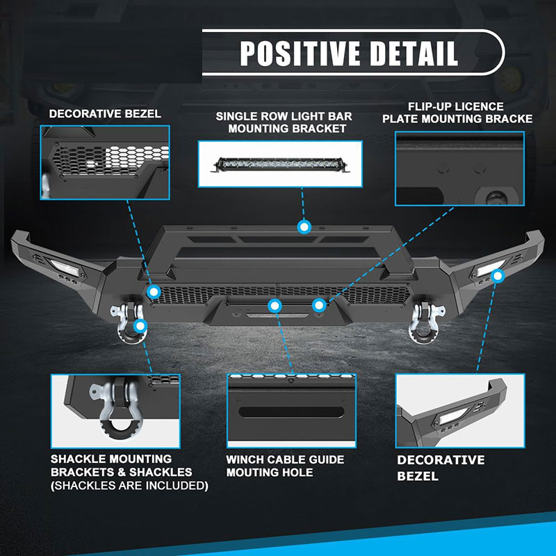 fit 2016-2023 Toyota Tacoma steel full-width augular 3 in 1 combo front bumper bull bar