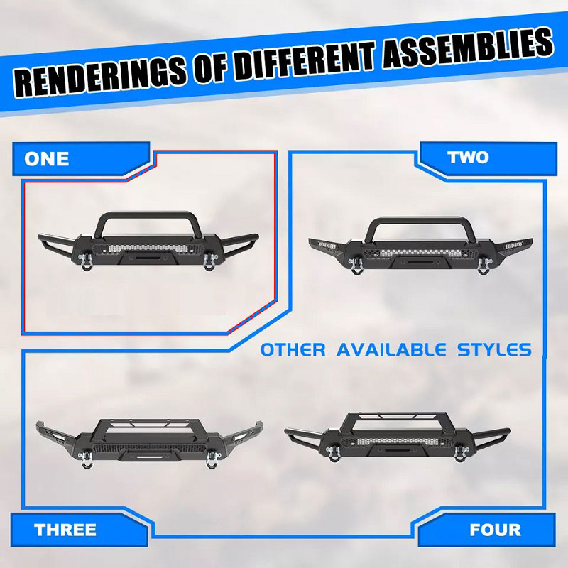 fit 2016-2023 Toyota Tacoma steel full-width augular 3 in 1 combo front bumper bull bar
