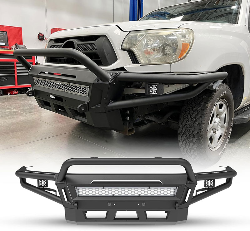 fit 2005-2015 Toyota Tacoma tough rugged augular 3 piece combo U type upper bumper front bumper guard bull bar