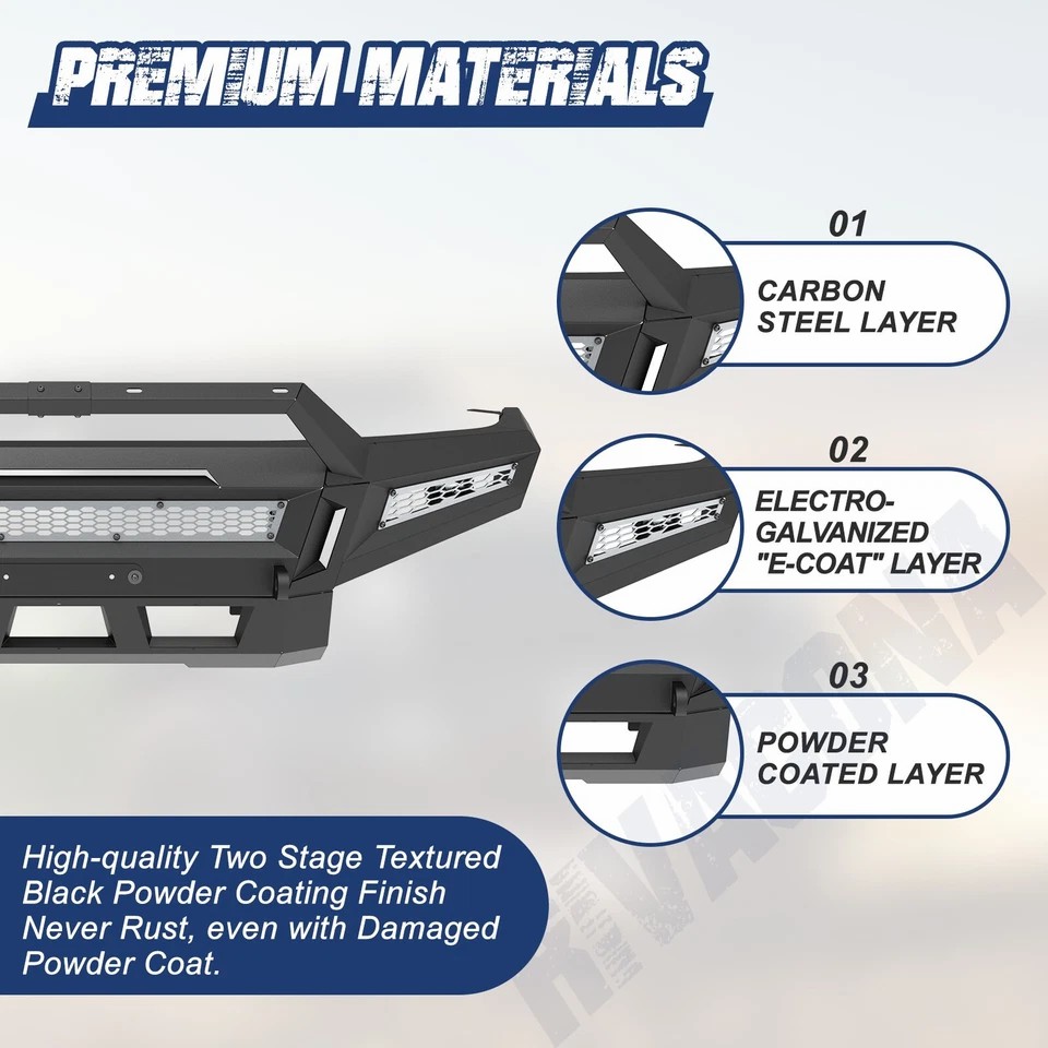 fit 2005-2015 Toyota Tacoma tough rugged augular 3 piece combo U type upper bumper front bumper guard bull bar