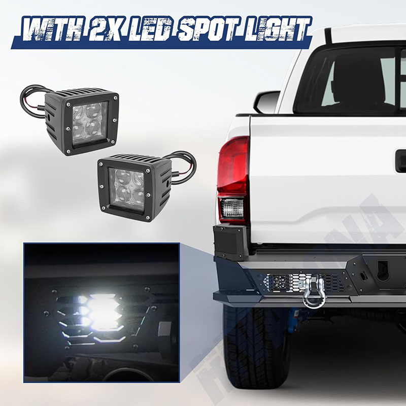 fit Tacoma 2016-2023 Wolfstorm Metal Exterior Accessories Steel Black Micro Sand Powder Coated Rear Bumper