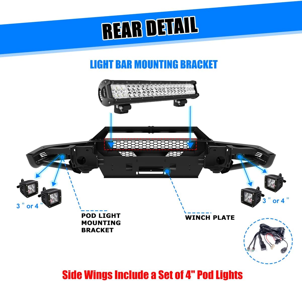 for 2019-2024 RAM 1500 electrorephosis surface finish High Clearance Steel Offroad Bullbar