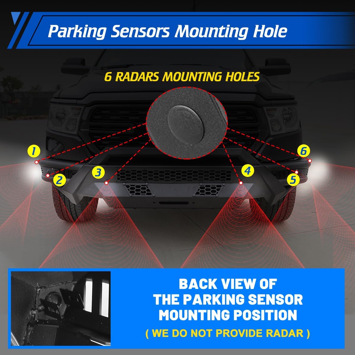 for 2019-2024 RAM 1500 electrorephosis surface finish High Clearance Steel Offroad Bullbar