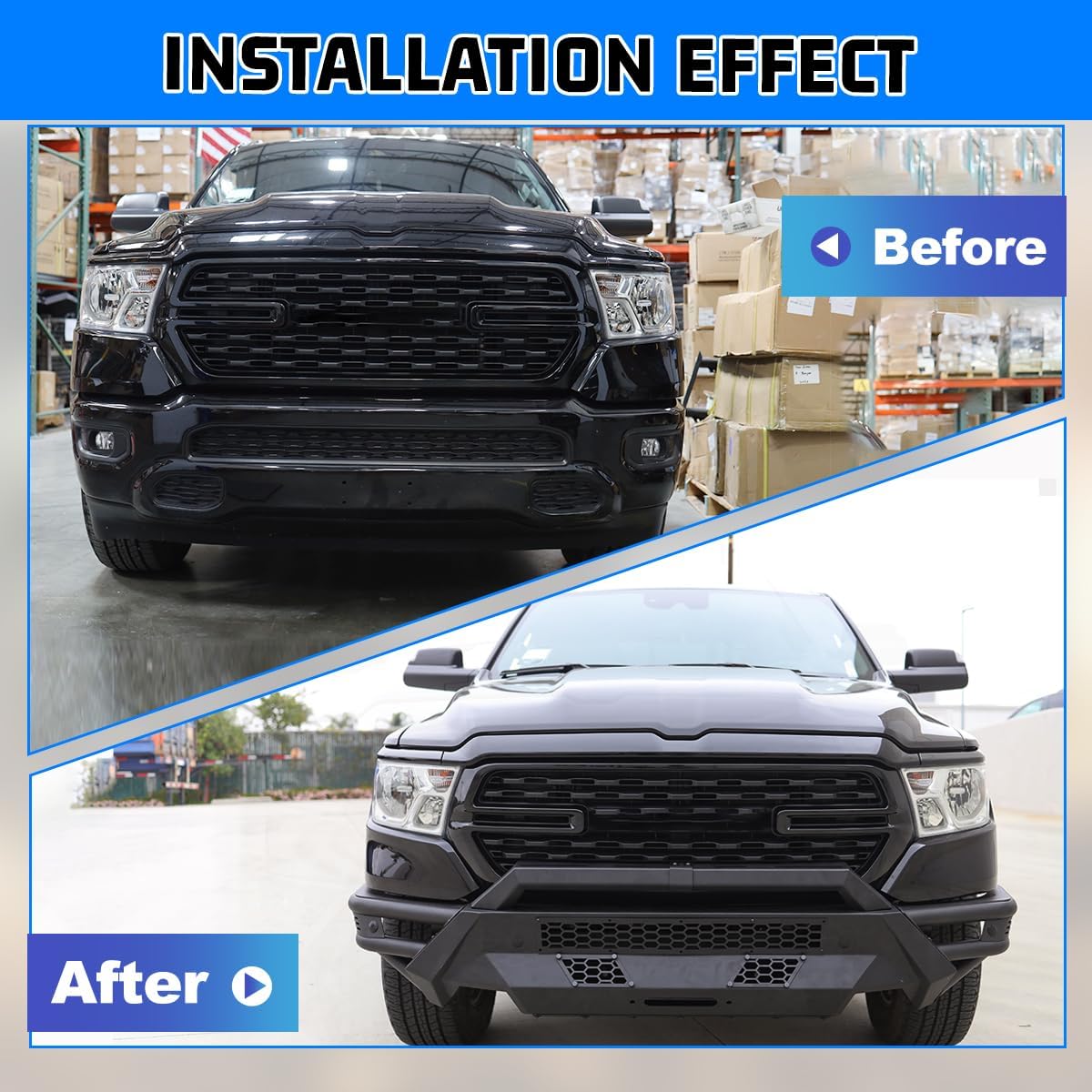 for 2019-2024 RAM 1500 electrorephosis surface finish High Clearance Steel Offroad Bullbar