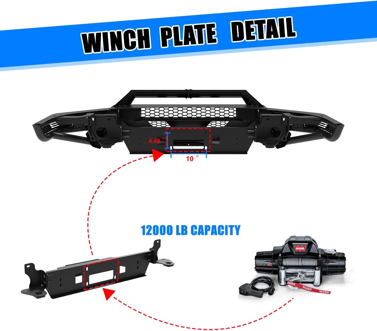for 2019-2024 RAM 1500 electrorephosis surface finish High Clearance Steel Offroad Bullbar