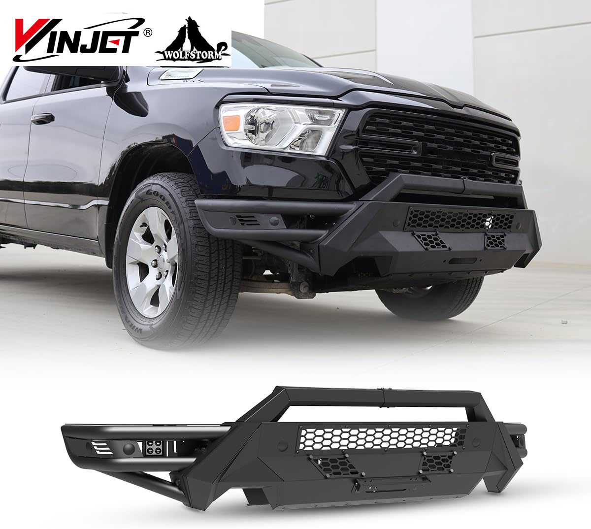 for 2019-2024 RAM 1500 electrorephosis surface finish High Clearance Steel Offroad Bullbar