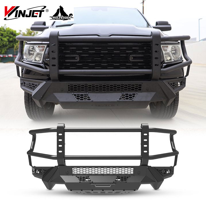 for 2019-2024 RAM 1500 Sensor Hole & Flip-up Licence Plate Mounting Bracket Full Width Front Bumper bull bar