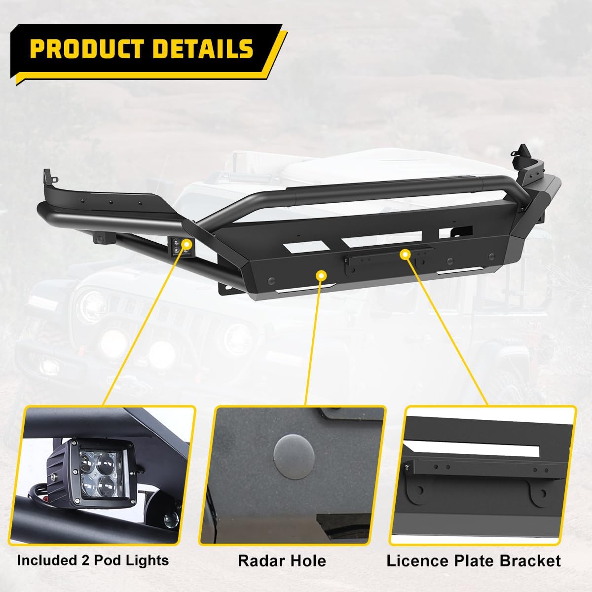 for 2013-2018 RAM 1500 modular 4 in 1 wich plate desert safari tubular type side wings front guard bumper