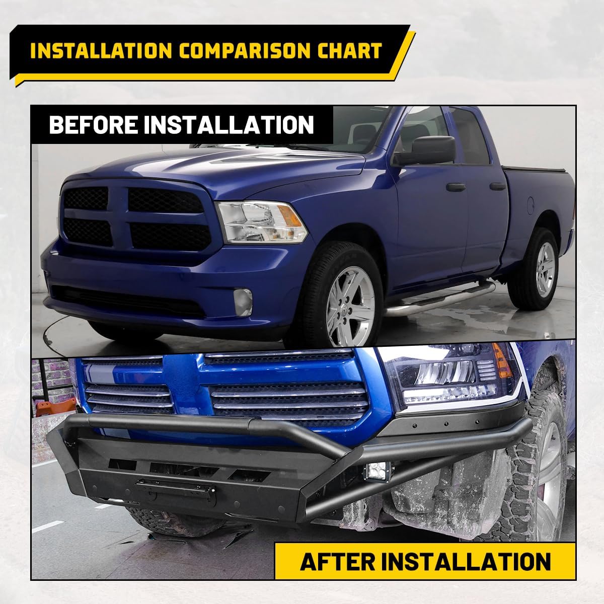 for 2013-2018 RAM 1500 modular 4 in 1 wich plate desert safari tubular type side wings front guard bumper
