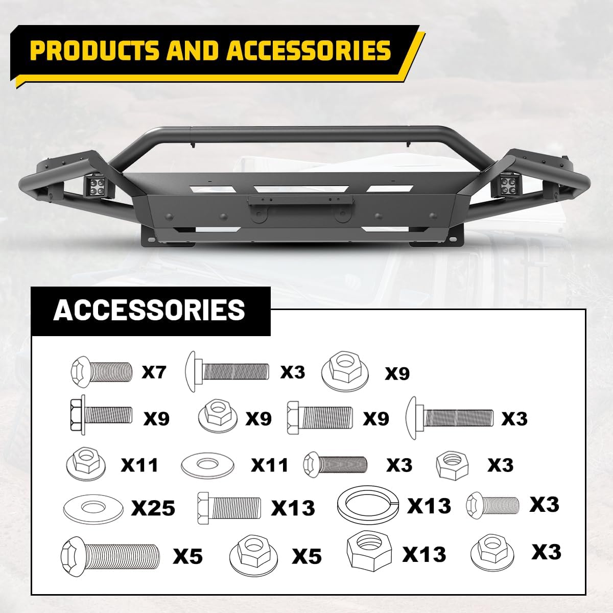 for 2013-2018 RAM 1500 modular 4 in 1 wich plate desert safari tubular type side wings front guard bumper