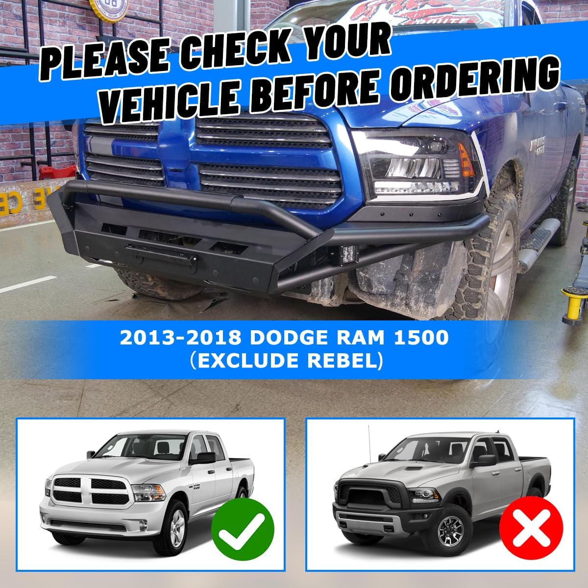 for 2013-2018 RAM 1500 modular 4 in 1 wich plate desert safari tubular type side wings front guard bumper