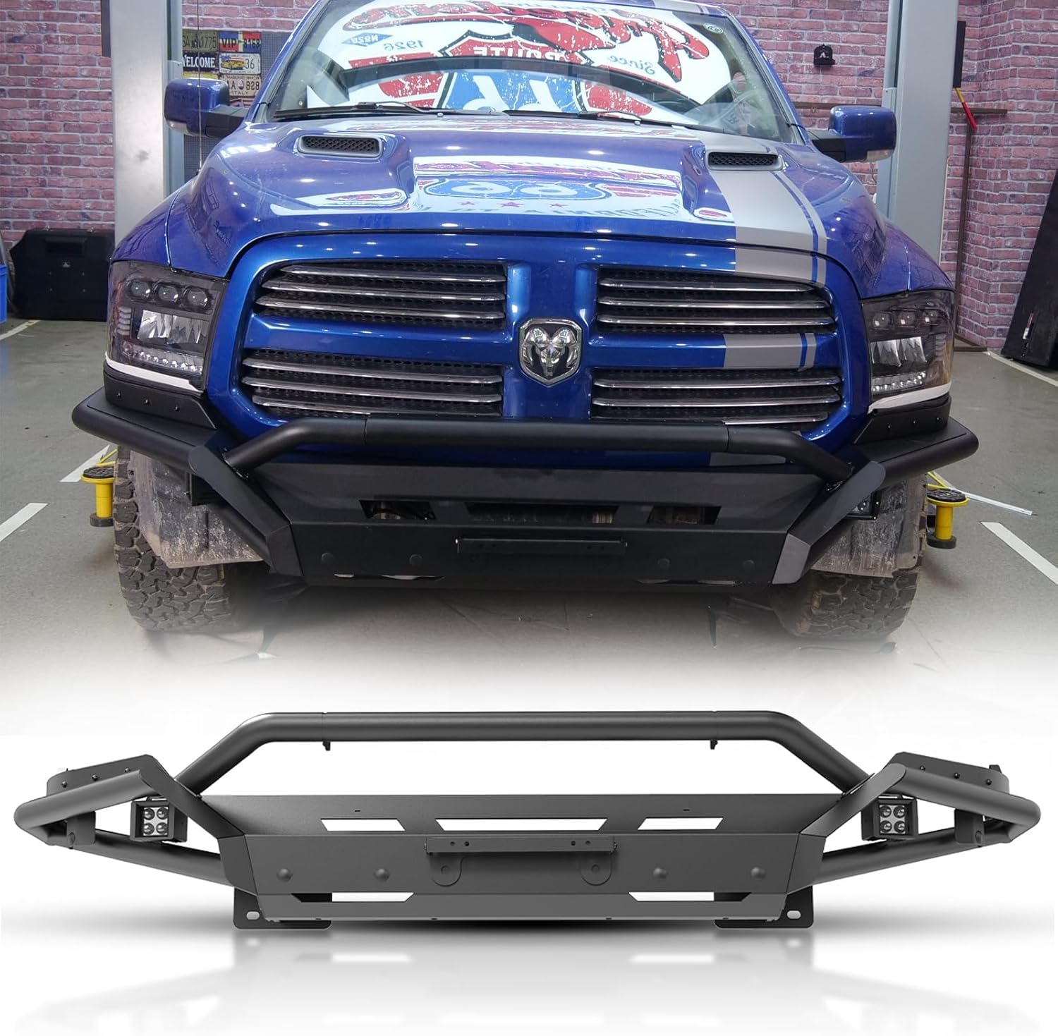 for 2013-2018 RAM 1500 modular 4 in 1 wich plate desert safari tubular type side wings front guard bumper