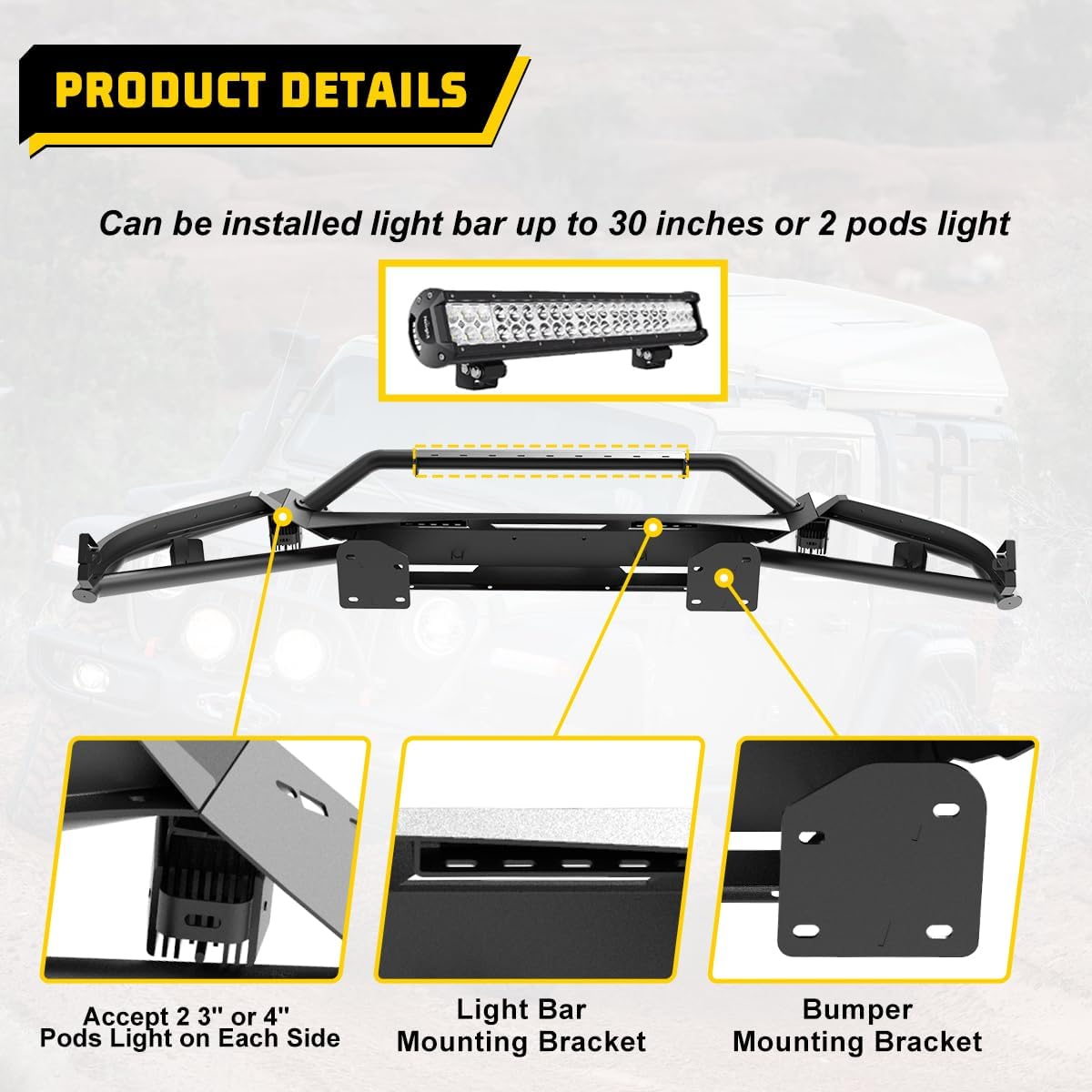 for 2013-2018 RAM 1500 modular 4 in 1 wich plate desert safari tubular type side wings front guard bumper