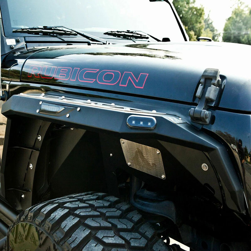 2007-2018 ジープ ラングラー JK JKU 交換用アクセサリー 4PCS フロント+リアフェンダーフレア ブラックスチール