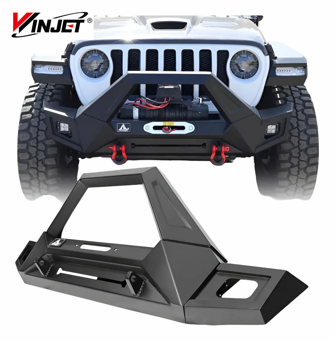 2017-2018 Wrangler JK 2 D-gyűrűs rögzítés Konzol szélesíti a felső lökhárítót Nagy teherbírású acél első lökhárító szerelvény lámpatartóval 2 db