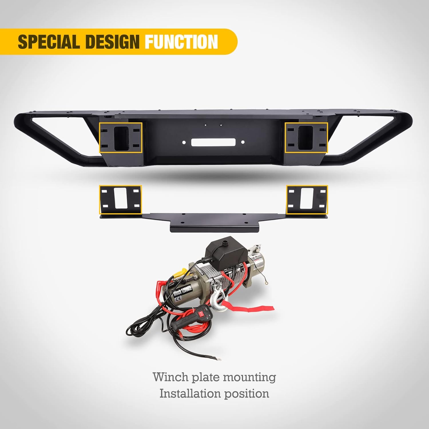 For 2018-2025 Jeep wrangler JL /Gladiator JT level robust HD steel front bumper with sand cluising side wings