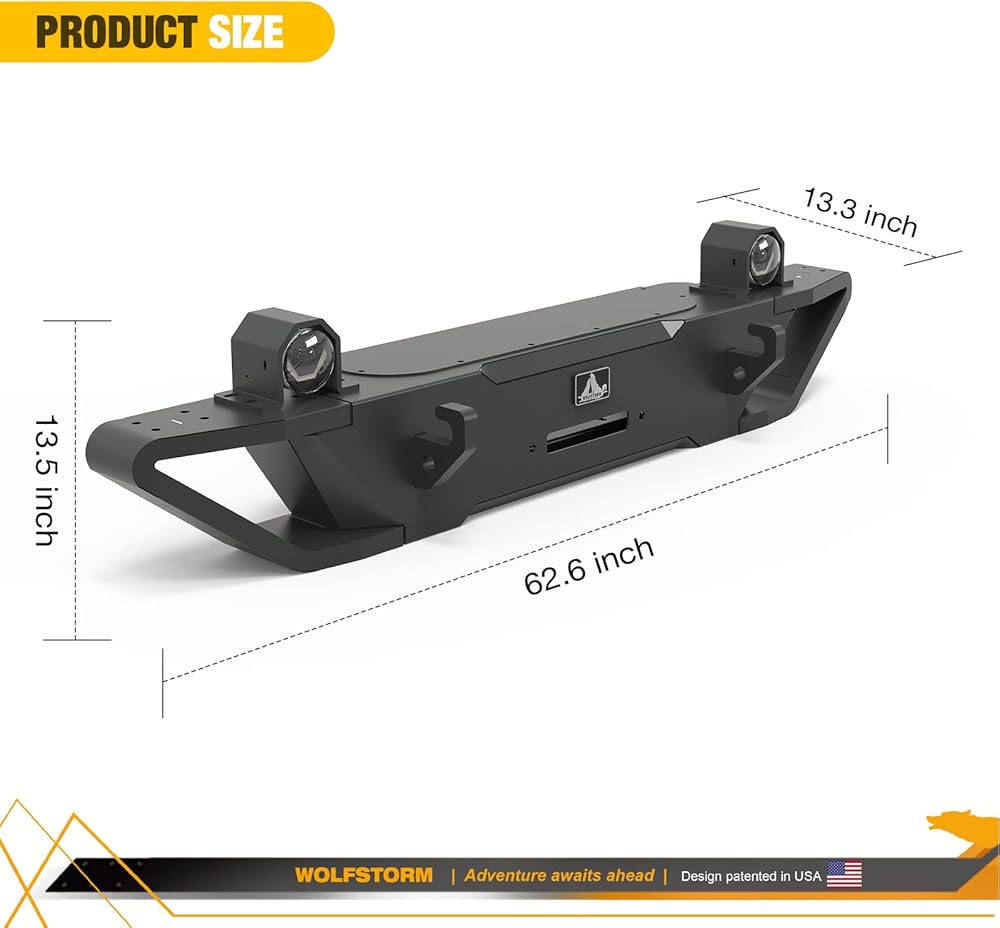 For 2018-2025 Jeep wrangler JL /Gladiator JT level robust HD steel front bumper with sand cluising side wings