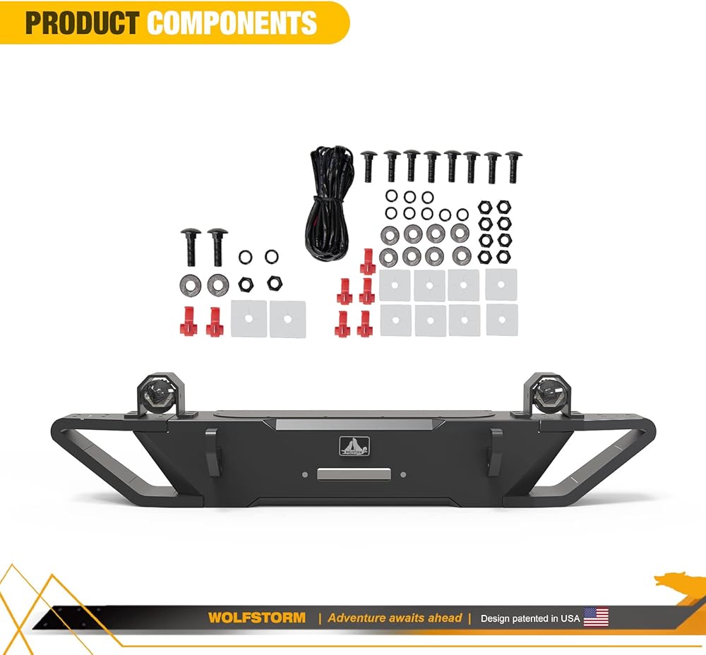 For 2018-2025 Jeep wrangler JL /Gladiator JT level robust HD steel front bumper with sand cluising side wings