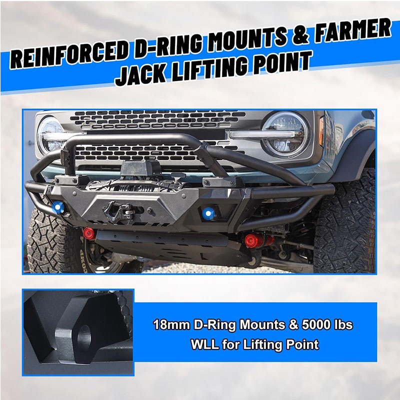 for 2021-2024 Ford Rronco 4x4 exterior trim modification parts steel 3 in 1 pcs combo front bumper