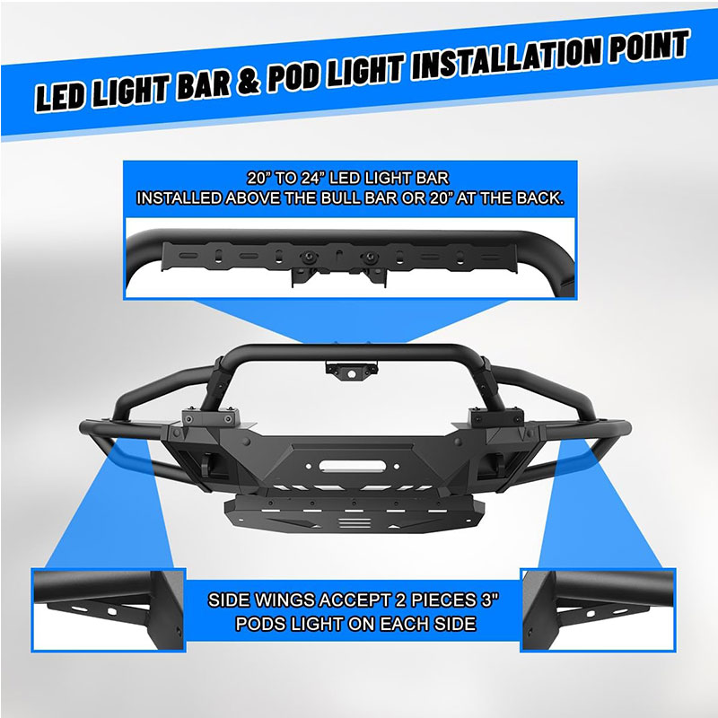 for 2021-2024 Ford Rronco 4x4 exterior trim modification parts steel 3 in 1 pcs combo front bumper