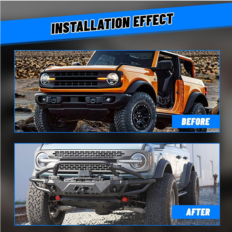 for 2021-2024 Ford Rronco 4x4 exterior trim modification parts steel 3 in 1 pcs combo front bumper