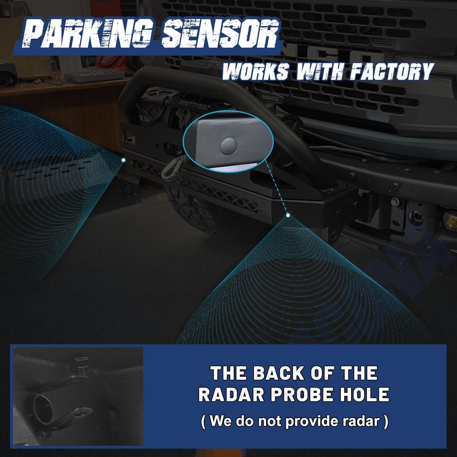 for 2021-2025 Ford Bronco Front Bumper with Bull Bar & Winch Mount Off-Road Brush Guard Winch Mounting Plate