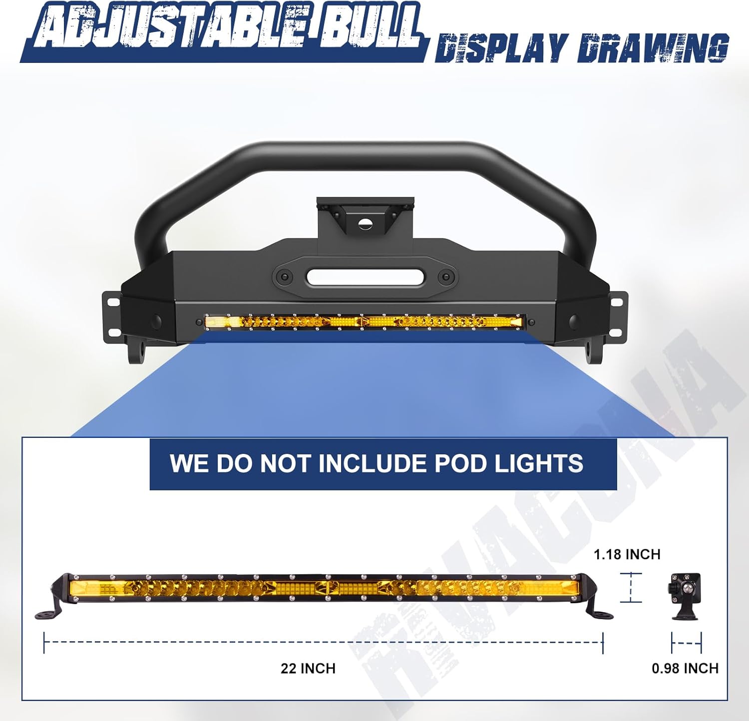 for 2021-2025 Ford Bronco Front Bumper with Bull Bar & Winch Mount Off-Road Brush Guard Winch Mounting Plate
