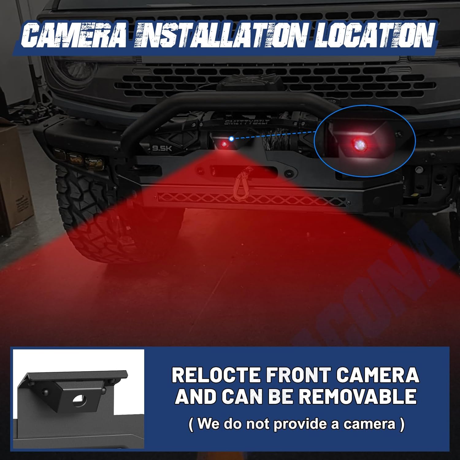 for 2021-2025 Ford Bronco Front Bumper with Bull Bar & Winch Mount Off-Road Brush Guard Winch Mounting Plate