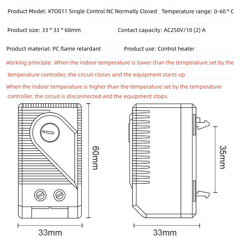 केटीओ011 तापमान और आर्द्रता यांत्रिक स्विच नियंत्रक