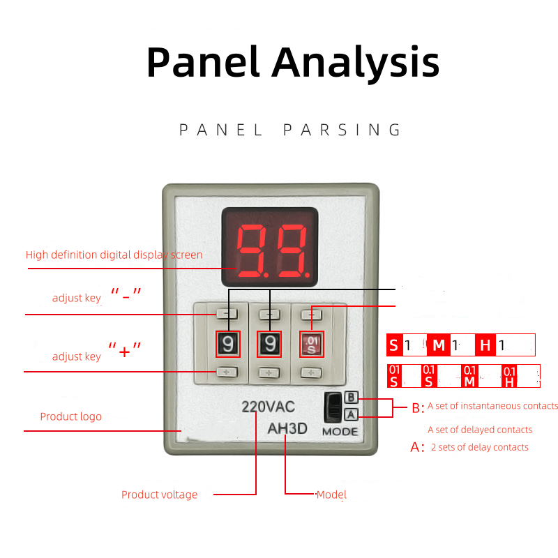 8ピンベース付きデジタルタイマー、AH3D、AC240V 中国製