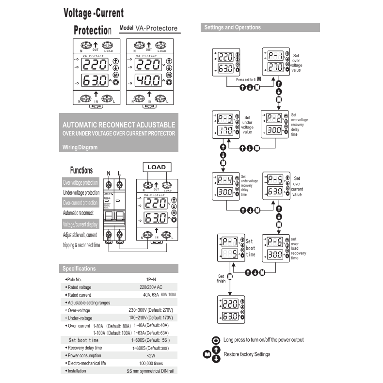 China Factory Selling High Quality Voltage Protector Exceline Under Digital Voltage Protector