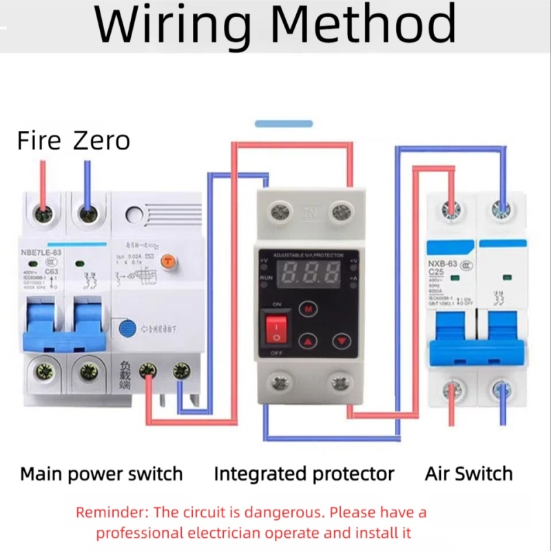 Pelindung tegangan lebih dan tegangan rendah dengan tampilan tunggal yang dapat mengatur ulang sendiri