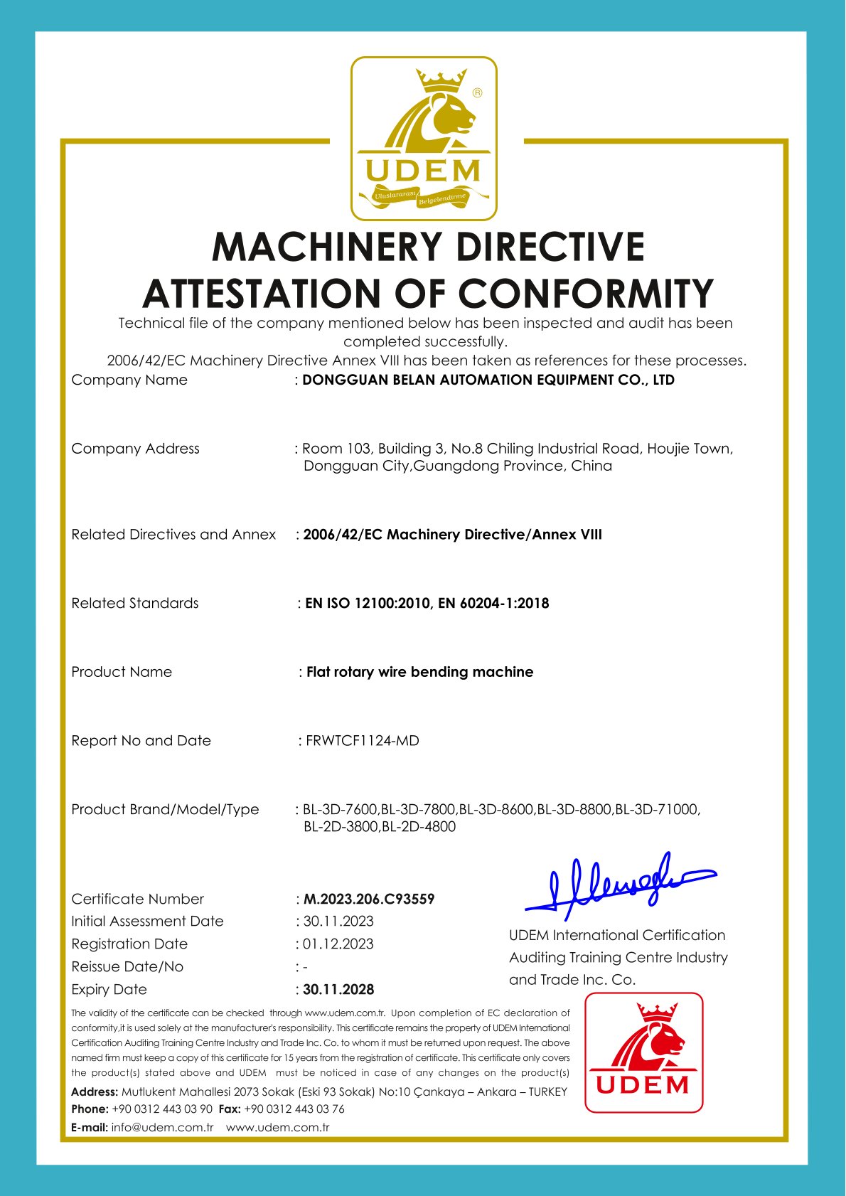 CE certification for flat wire bending machine.jpg