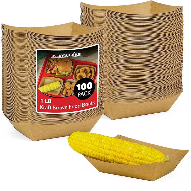 100 kusů kraftových kartonových tácků na potraviny