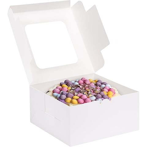 8-Inch Square Cake Box with Clear Window – Premium Birthday Packaging