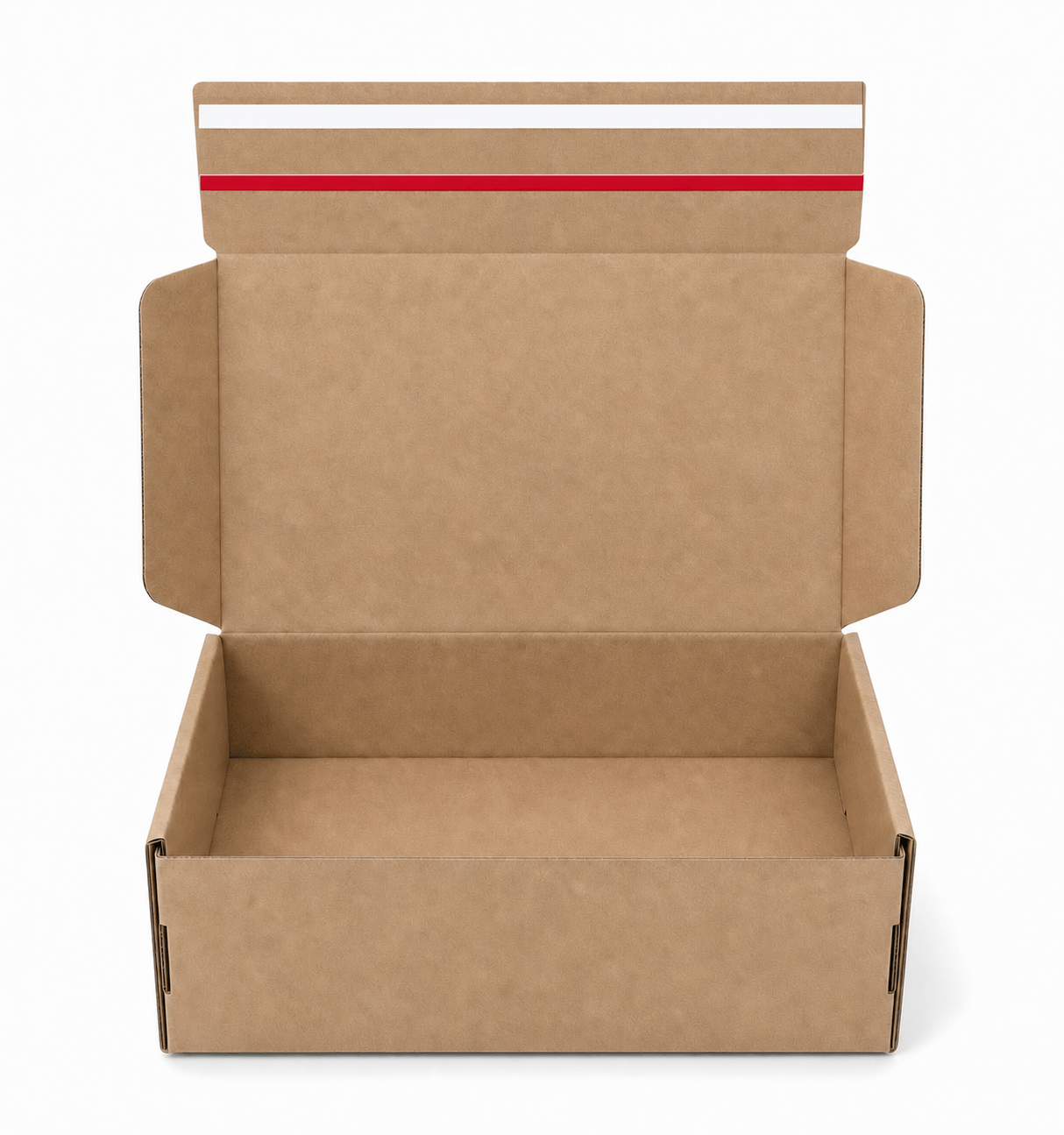 Custom Corrugated Mailer Box with Self-Seal Closure and Tear Strip Opening