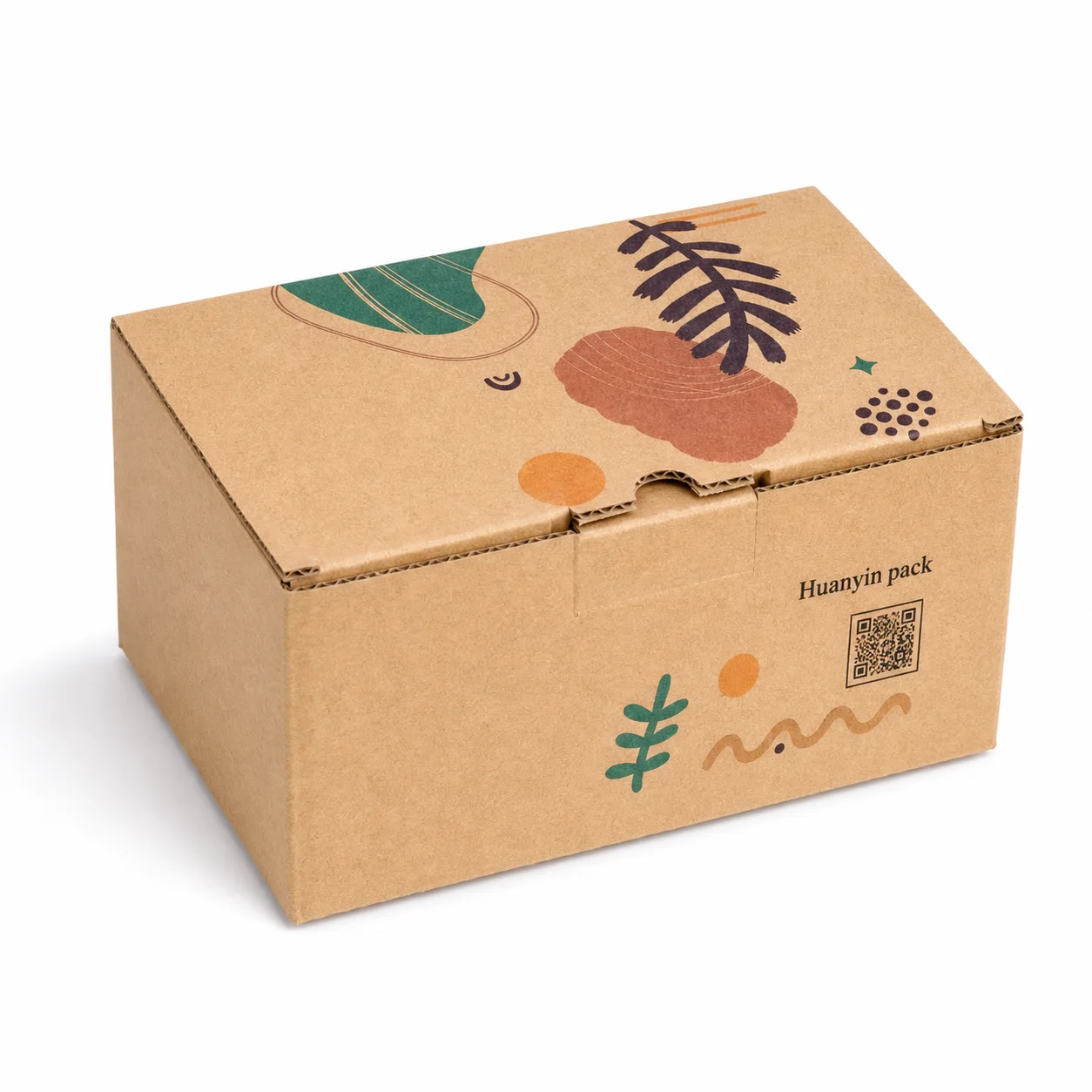 Boîte en carton ondulé à rabat, compostable, impression en couleur