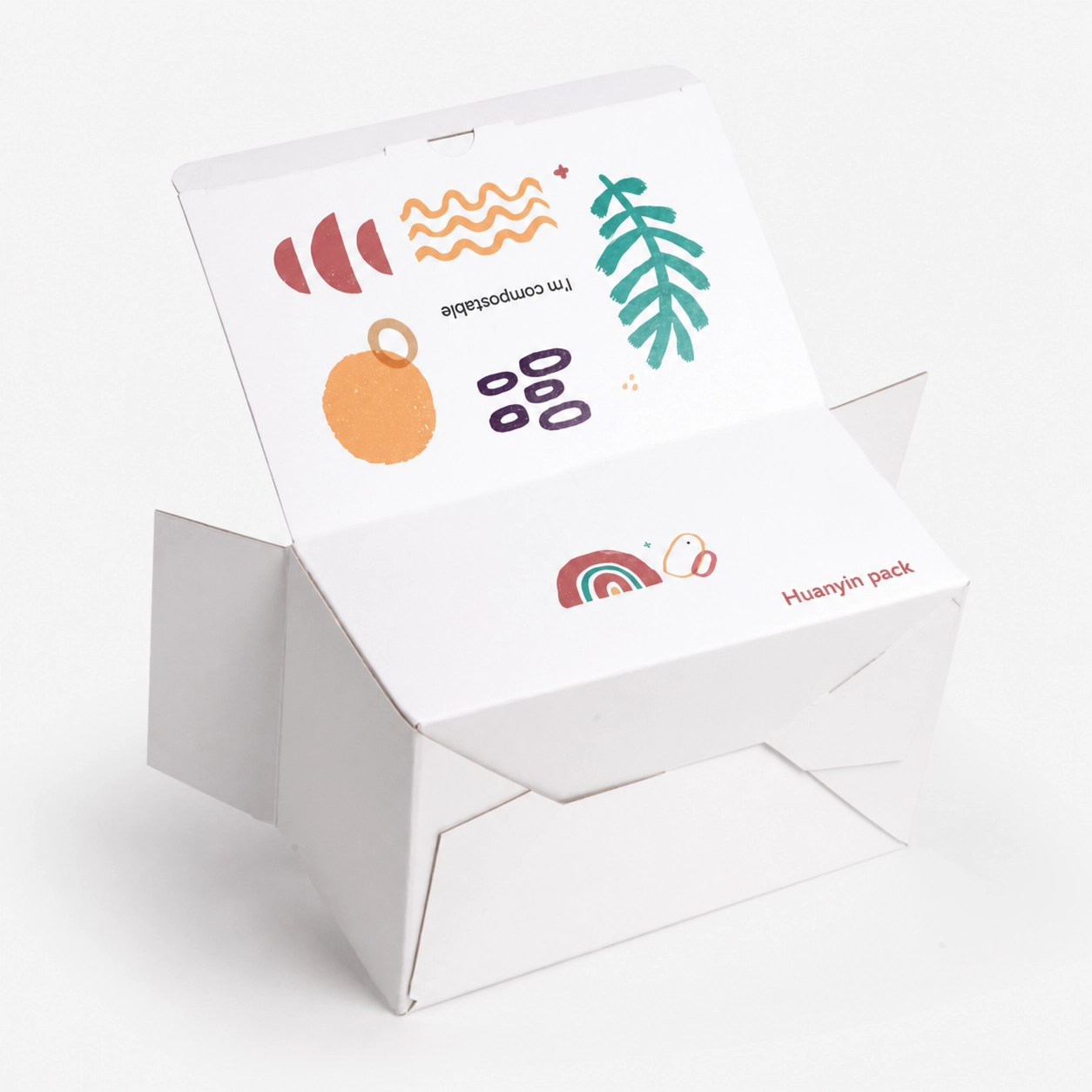 Boîte en carton ondulé à rabat, compostable, impression en couleur