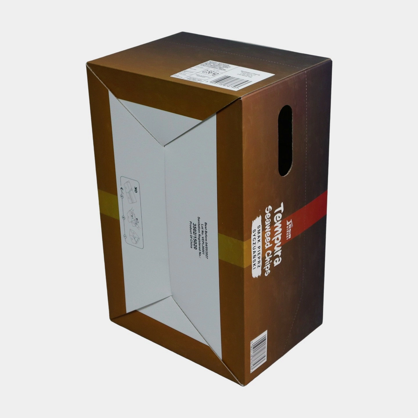 Flip-Top Corrugated Box with Carry Handle for Food Retail